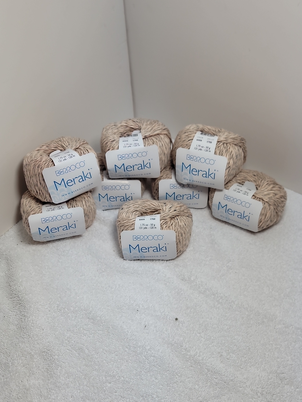 Meraki Natural Beige Cotton Blend Yarn - 8 Balls NWT